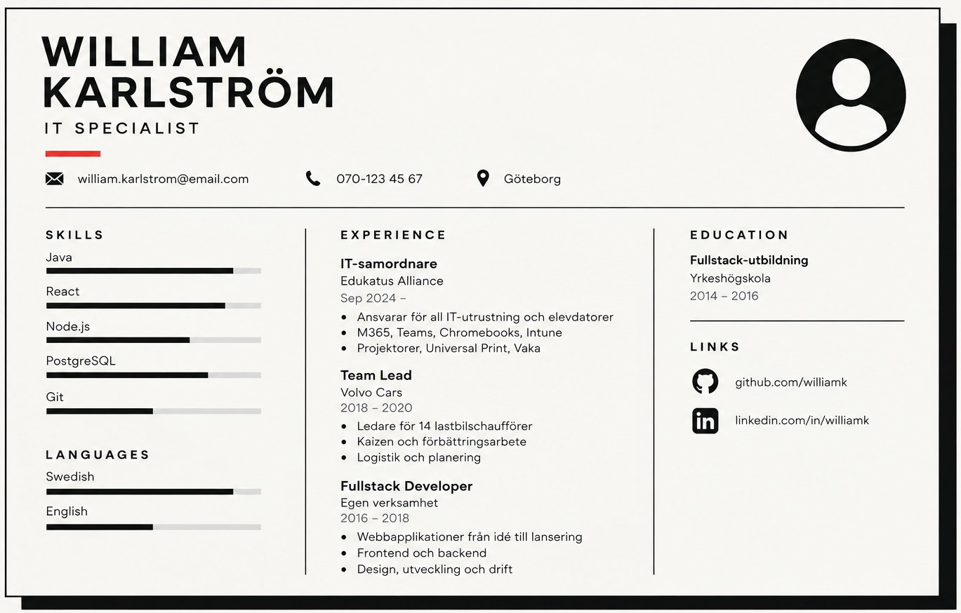 Skärmdump av CV Generator